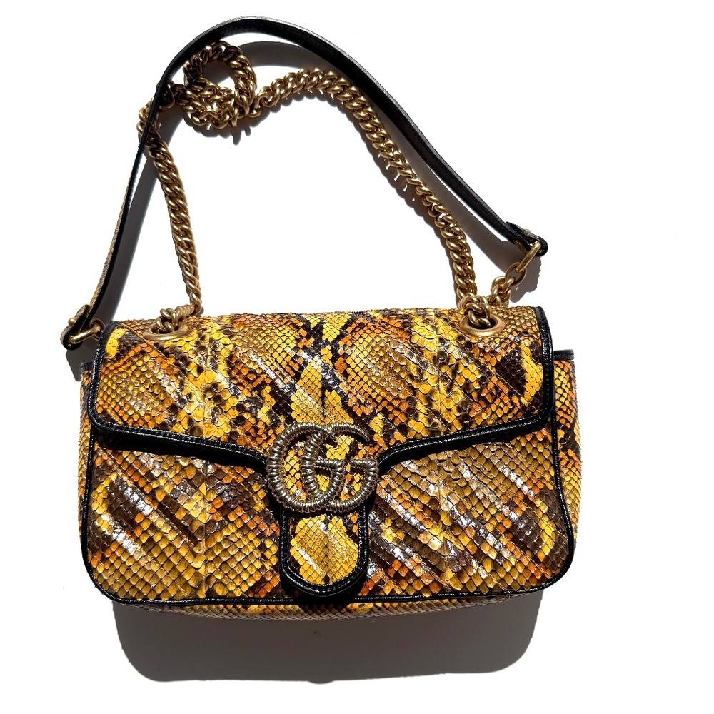 Gucci Gg Marmont Matellase Small Python Snakeskin… - image 1